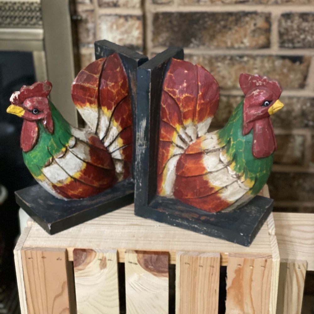 Rooster Bookends
